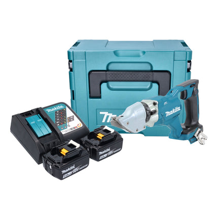 Makita DJS 200 RTJ Cisaille à tôle sans fil 18 V 2,0 mm Brushless + 2x batterie 5,0 Ah + chargeur + Makpac