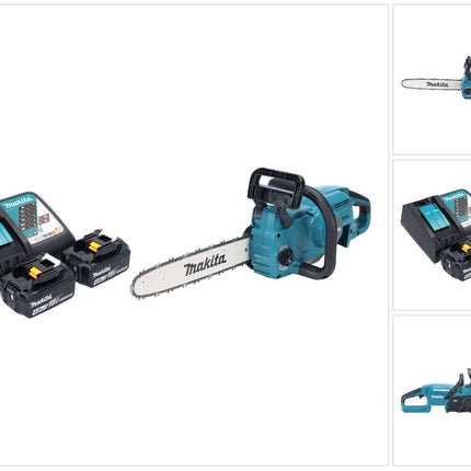 Makita DUC 357 RM2X2 Trononneuse d'elagage sans fil 18 V 35 cm 7,7 m/s Brushless + 2x batterie 4,0 Ah + kit chargeur