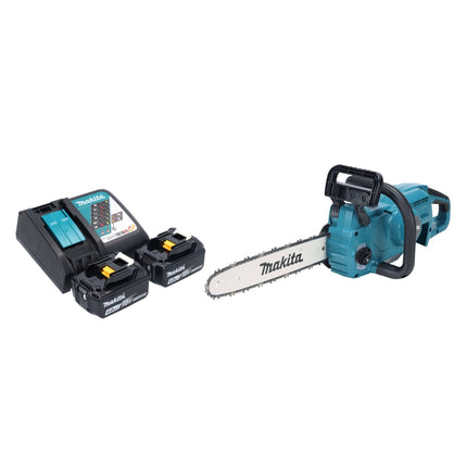 Makita DUC 357 RM2X2 Trononneuse d'elagage sans fil 18 V 35 cm 7,7 m/s Brushless + 2x batterie 4,0 Ah + kit chargeur