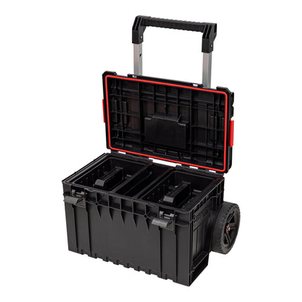 Qbrick System ONE Cart 2.0 Trolley 641 x 485 x 660 mm 52 l IP66 capacité de charge 100 kg empilable avec poignée télescopique double en aluminium