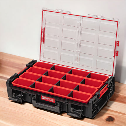 Qbrick System ONE Organizer XL 2.0 Long Bin empilable 582 x 387 x 131 mm 13,5 l IP66 avec 4 inlays et 12 séparateurs