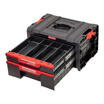 Qbrick System PRO Drawer 2 Toolbox 2.0 Basic empilable 450 x 310 x 244 mm 4,5 l 9,5 l IP54 avec deux tiroirs 5 séparateurs
