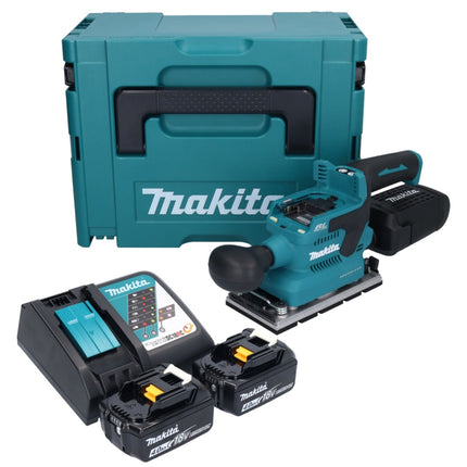 Makita DBO 381 RMJU Ponceuse vibrante sans fil 18 V 93 x 185 mm Brushless + 2x batterie 4,0 Ah + chargeur + Makpac