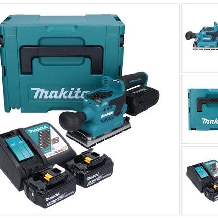 Makita DBO 381 RTJU Ponceuse vibrante sans fil 18 V 93 x 185 mm Brushless + 2x batterie 5,0 Ah + chargeur + Makpac