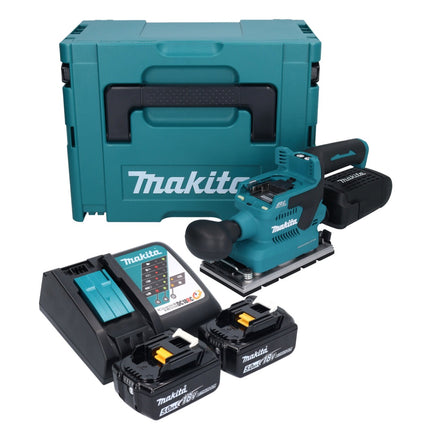 Makita DBO 381 RTJU Ponceuse vibrante sans fil 18 V 93 x 185 mm Brushless + 2x batterie 5,0 Ah + chargeur + Makpac