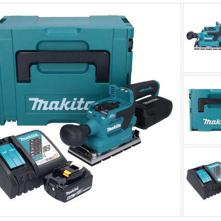 Makita DBO 381 RG1JU Ponceuse vibrante sans fil 18 V 93 x 185 mm Brushless + 1x batterie 6,0 Ah + chargeur + Makpac