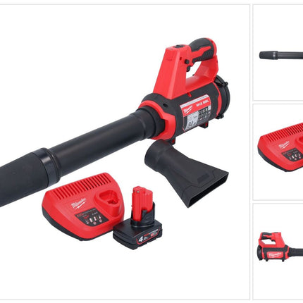 Souffleur sur batterie Milwaukee M12 BBL-401 12 V + 1x batterie 4,0 Ah + chargeur