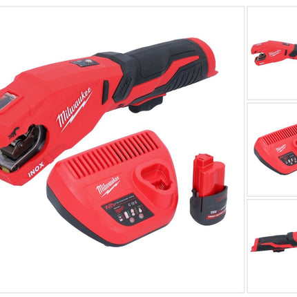 Milwaukee M12 PCSS-251 Coupe-tubes inox sans fil 12 V 12 - 28 mm + 1x batterie 2,5 Ah + chargeur