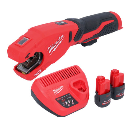 Milwaukee M12 PCSS-252 Coupe-tubes inox sans fil 12 V 12 - 28 mm + 2x batterie 2,5 Ah + chargeur