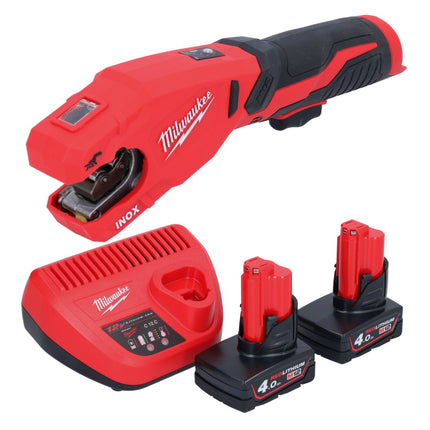 Milwaukee M12 PCSS-402 Coupe-tubes inox sans fil 12 V 12 - 28 mm + 2x batterie 4,0 Ah + chargeur