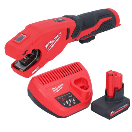 Milwaukee M12 PCSS-501 Coupe-tubes inox sans fil 12 V 12 - 28 mm + 1x batterie 5,0 Ah + chargeur