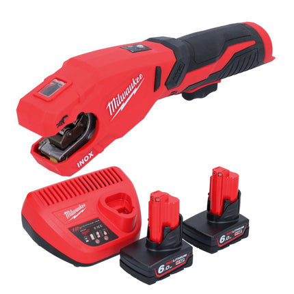 Milwaukee M12 PCSS-602 Coupe-tubes inox sans fil 12 V 12 - 28 mm + 2x batterie 6,0 Ah + chargeur