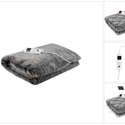 Couverture chauffante Couverture chauffante électrique douillette avec 6 niveaux de puissance Arrêt automatique et protection contre la surchauffe Lavable Gris 180X130 cm