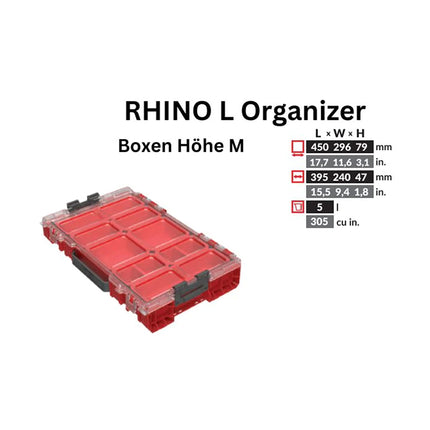 Toolbrothers RHINO L Organizer ULTRA hauteur M boîtes 5 l IP54 avec boîtes amovibles