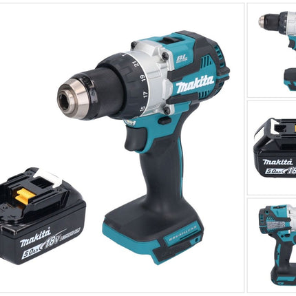 Makita DHP 489 T1 Perceuse-visseuse à percussion sans fil 18 V 73 Nm Brushless + 1x batterie 5,0 Ah - sans chargeur