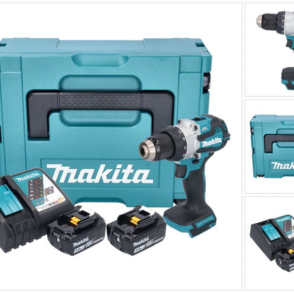 Makita DHP 489 RFJ Perceuse-visseuse à percussion sans fil 18 V 73 Nm Brushless + 2x batterie 3,0 Ah + chargeur + Makpac