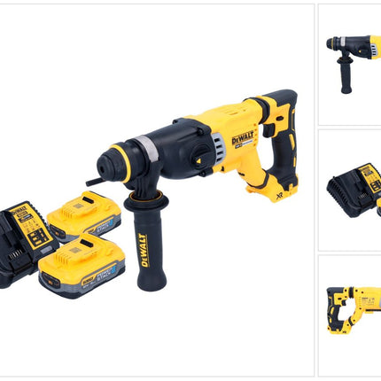 DeWalt DCH 263 H2 Marteau perforateur burineur sans fil 18 V 3 J SDS Plus Brushless + 2x Powerstack Batterie 5,0 Ah + Ladegert