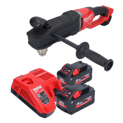 Milwaukee M18 FRAD2-552 perceuse d'angle sans fil 18 V 122 Nm Brushless + 2x batterie rechargeable 5,5 Ah + kit chargeur