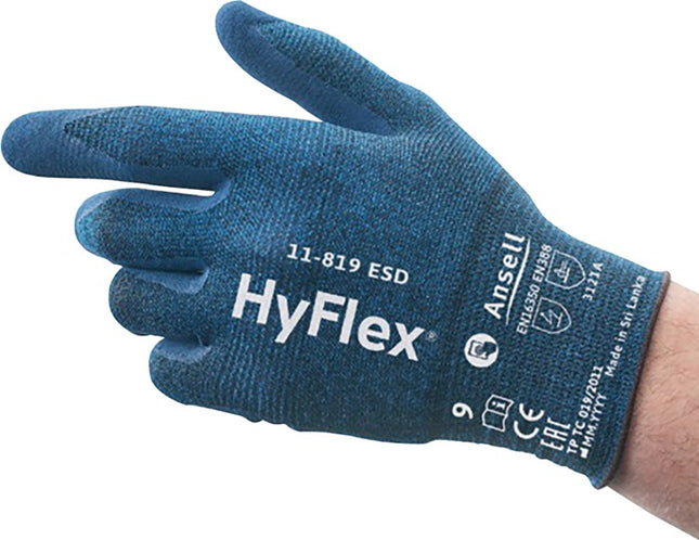 Gants ANSELL HyFlex 11-819 ESD taille 9 bleu ( 4000391221 )