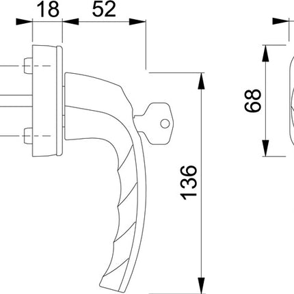 Poignée de fenêtre HOPPE Atlanta 0530S/US952 aluminium F1 / teinte naturelle ( 3000203977 )
