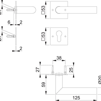 HOPPE Garniture à rosette Amsterdam E1400Z/848N/848NS Acier inoxydable F9714M ( 3000209765 )