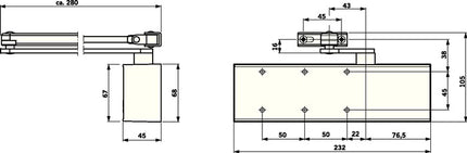 DORMAKABA Ferme-porte à ciseaux TS 72 argent EN 2-4 ( 3325032083 )