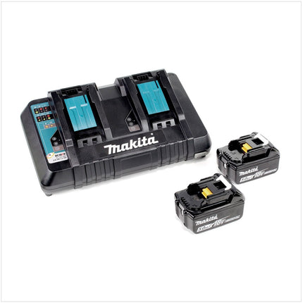 Makita DJR 360 PTJ Scie récipro sans fil 2x 18 V avec boîtier + 2x Batteries BL 1850 5,0 Ah + Double Chargeur