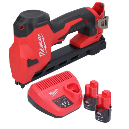 Milwaukee M12 BCST-202 Agrafeuse sans fil 12 V 19 x 25,4 mm + 2x batterie 2,0 Ah + chargeur