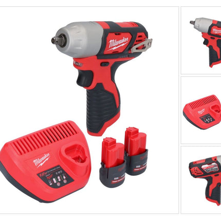 Milwaukee M12 BIW38-252 Clé à choc sans fil 12 V 135 Nm 3/8 + 2x batterie 2,5 Ah + chargeur