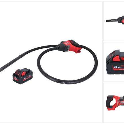 Vibrateur à béton sur batterie Milwaukee M18 FCVN24-801 18 V 2,4 m sans balais + 1x batterie 8,0 Ah - sans chargeur