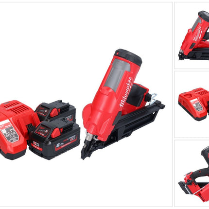 Milwaukee M18 FFN-802 Cloueur sans fil 18 V 50 - 90 mm Brushless + 2x batterie 8,0 Ah + chargeur
