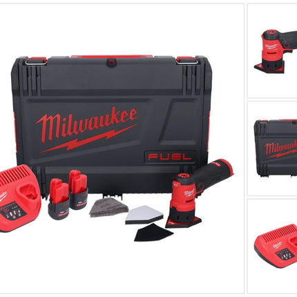 Meuleuse à pointes sur batterie Milwaukee M12 FDSS-252X 12 V 88,8 x 63,5 mm sans balais + 2x batterie 2,5 Ah + chargeur + boîtier HD