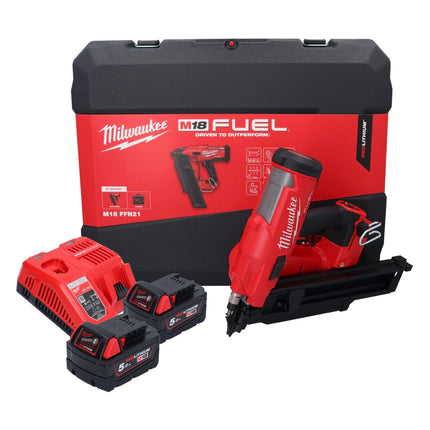 Milwaukee M18 FFN21-502C cloueur sans fil 18 V 50 - 90 mm Brushless + 2x batterie 5,0 Ah + chargeur + valise