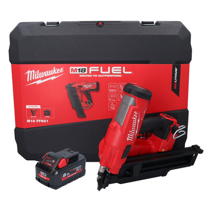 Milwaukee M18 FFN21-801C Cloueur sans fil 18 V 50 - 90 mm Brushless + 1x batterie 8,0 Ah + coffret - sans chargeur