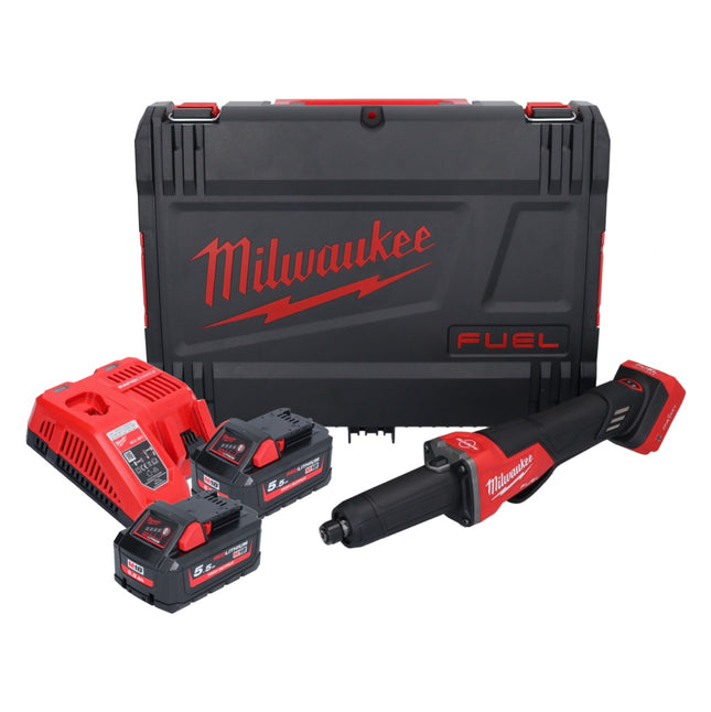 Meuleuse droite à batterie Milwaukee M18 FDGROVPDB-552X 18 V brushless + 2x batterie 5,5 Ah + chargeur + boîtier HD