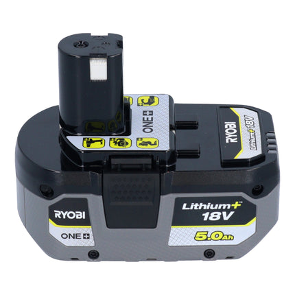 RYOBI RB18L50 Batterie 18 V 5,0 Ah / 5000 mAh Li-Ion ( 5133002433 ) avec affichage du niveau de charge