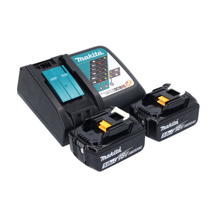 Makita DUC 150 RT201 Tronçonneuse à chaîne sans fil 18 V 15 cm Brushless + 2x batterie 5,0 Ah + chargeur