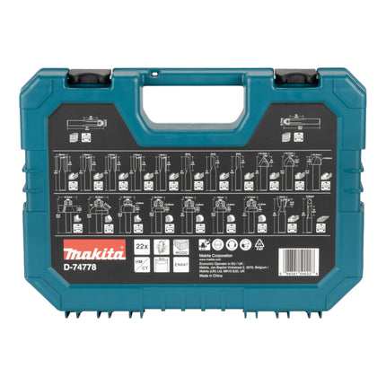 Makita Frser Set ( D-74778 ) 22 pcs. 8 mm tige pour la construction de meubles, la menuiserie, l'ébénisterie et le bricolage